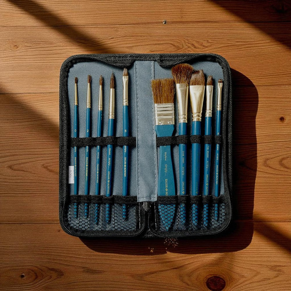 Daler Rowney Simply Watercolour Brush - Set of 10 in Zip Case Daler Rowney